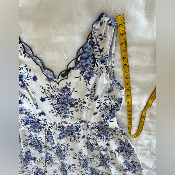 For Cynthia XL White w/Blue Floral Print Sleeveless MidAxi Dress - Picture 5 of 14
